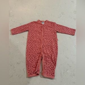 Sanetta One Piece Button Organic Outfit Pink Leopard Print Size 62 EU/NB US
